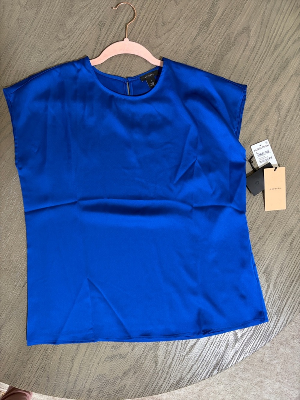 Everlane Satin Cap-Sleeve Top in Bright Blue
